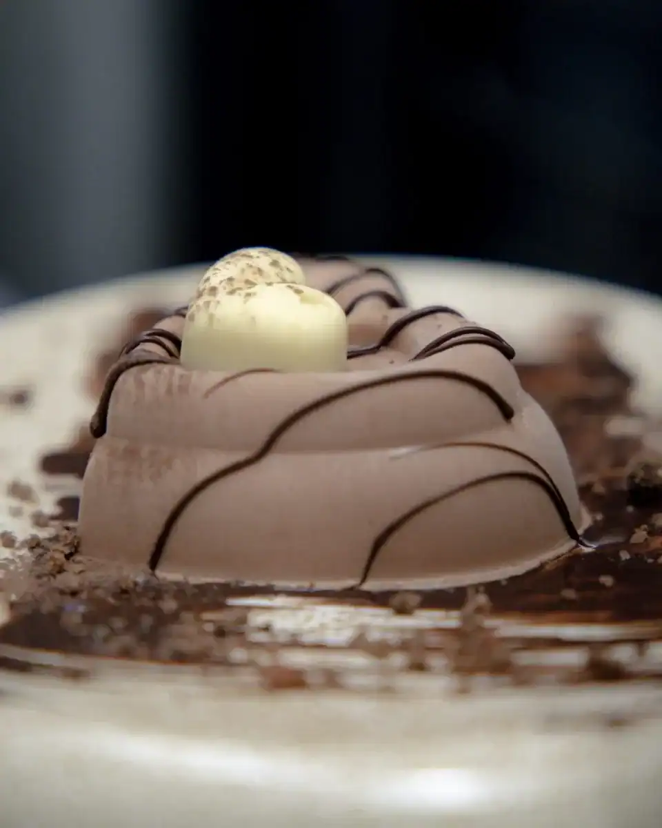 VIA chocolate dessert with a scoop of ice cream